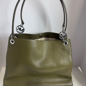 NWT ~ Michael Kors Christina Lg Triple Gusset Shoulder Tote Olive